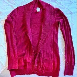 Mossimo Women's Cowl Neck Red Sweater Cardigan with Pockets & Buttons-Medium